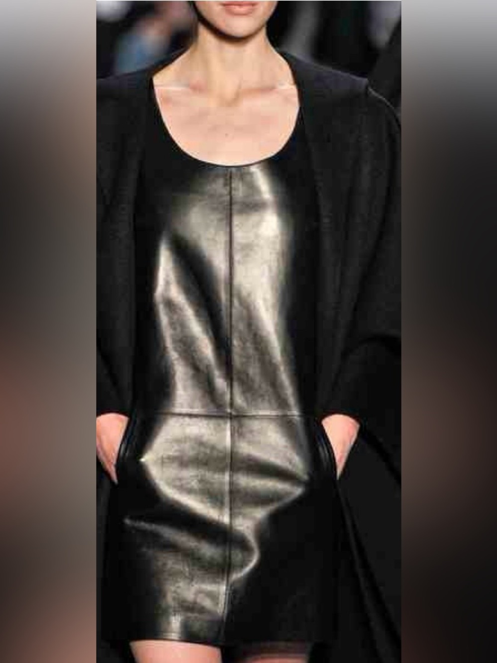 Classic leather minimalist designer dress - NWT, size M